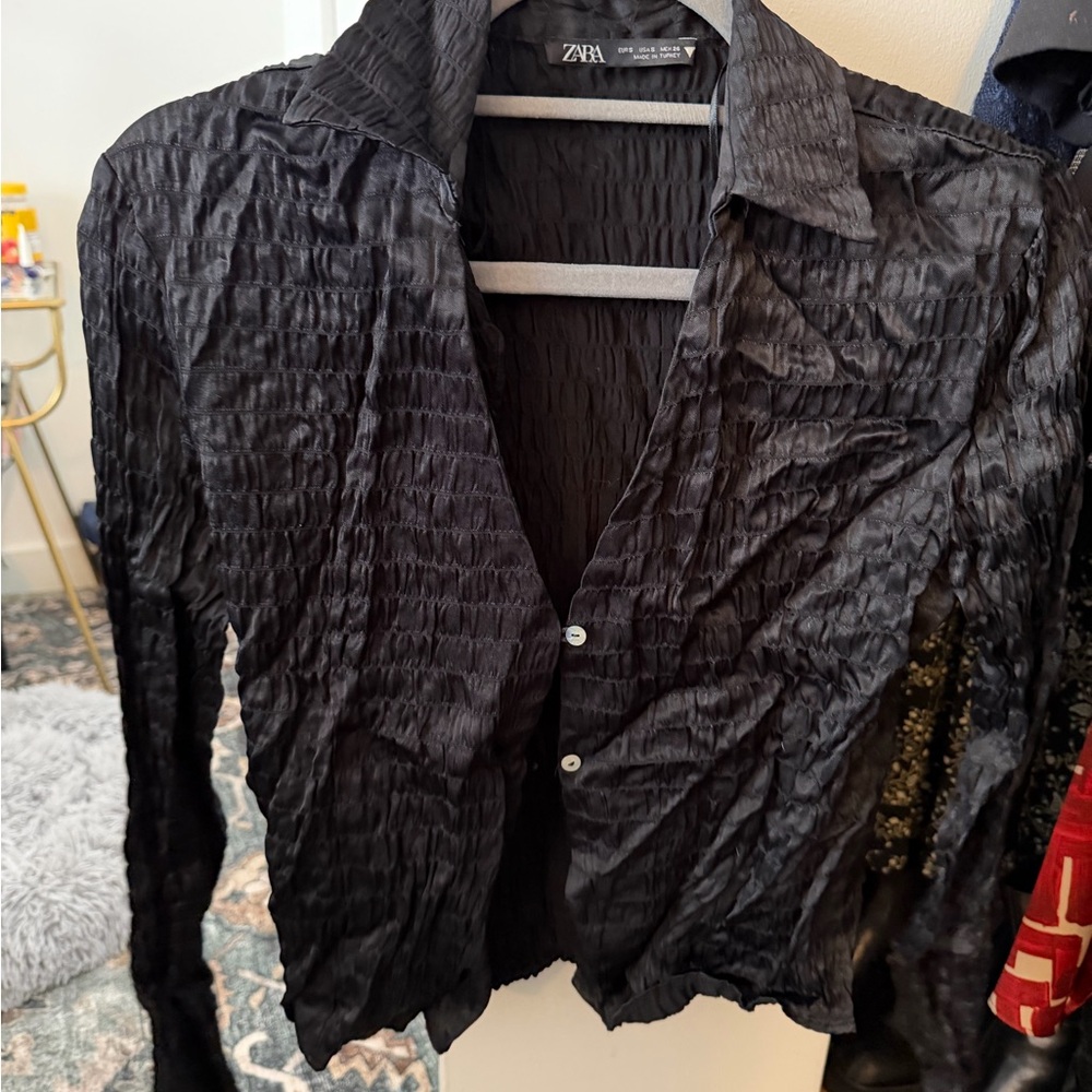 Zara Textured Black Shirt